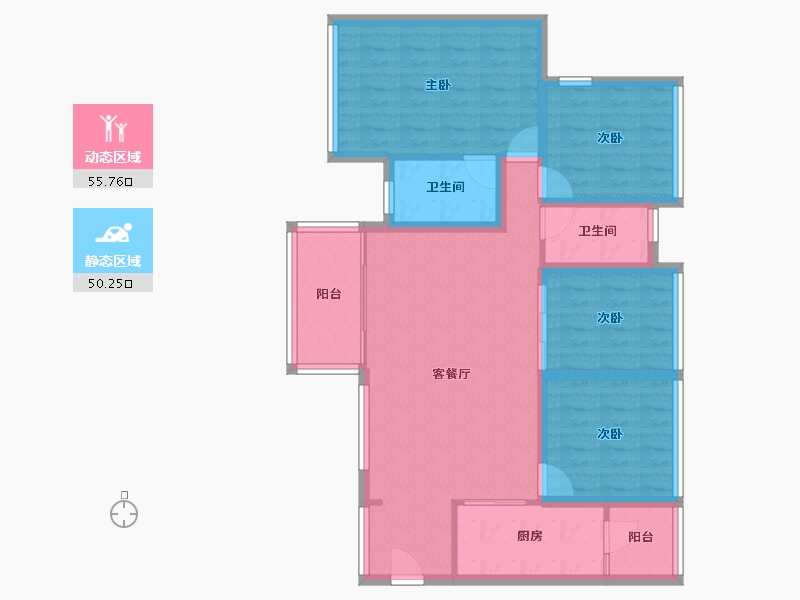 广东省-深圳市-万科麓城二期-94.65-户型库-动静分区