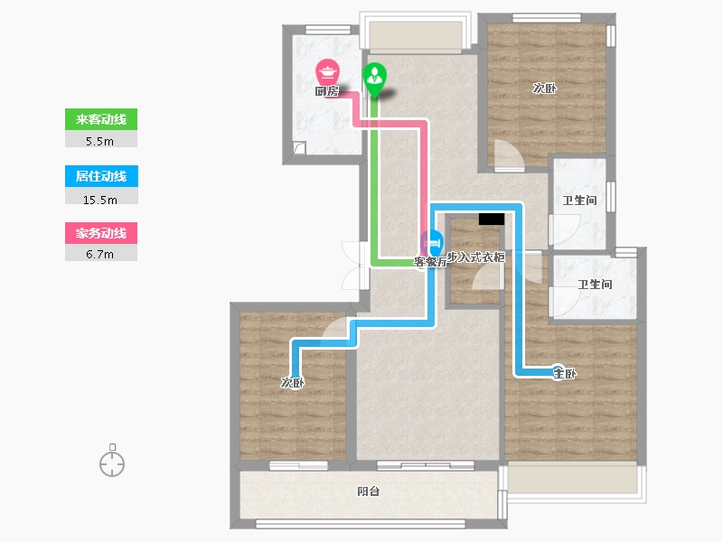 浙江省-湖州市-德信阳光城云溪洋房-93.60-户型库-动静线