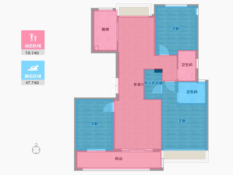 浙江省-湖州市-德信阳光城云溪洋房-93.60-户型库-动静分区