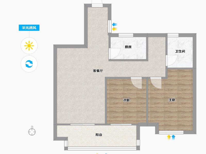 浙江省-湖州市-太湖健康城观澜苑-65.99-户型库-采光通风