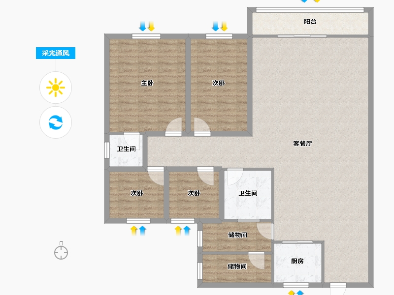 广东省-深圳市-金景豪苑-136.11-户型库-采光通风