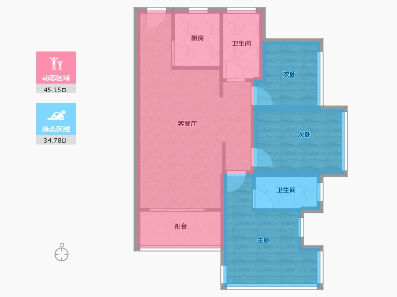 广东省-深圳市-桑泰水木丹华园-70.78-户型库-动静分区