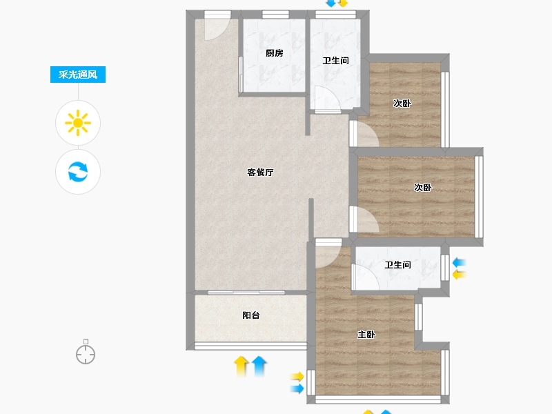 广东省-深圳市-桑泰水木丹华园-70.78-户型库-采光通风