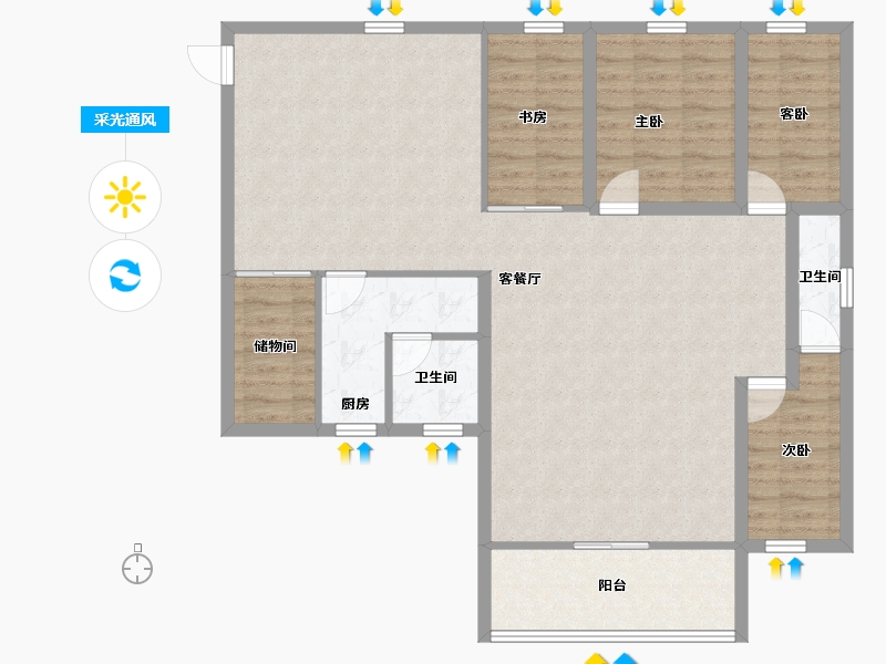 广东省-深圳市-桑泰丹华一期-111.00-户型库-采光通风