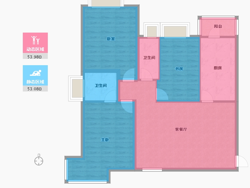 广东省-深圳市-万富人家一期（天欣花园一期）-96.64-户型库-动静分区