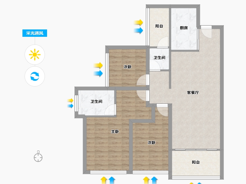 广东省-深圳市-华晖云门-88.05-户型库-采光通风