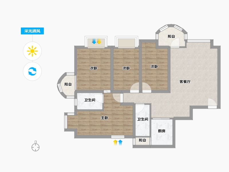 广东省-深圳市-星海名城（二期）-89.53-户型库-采光通风