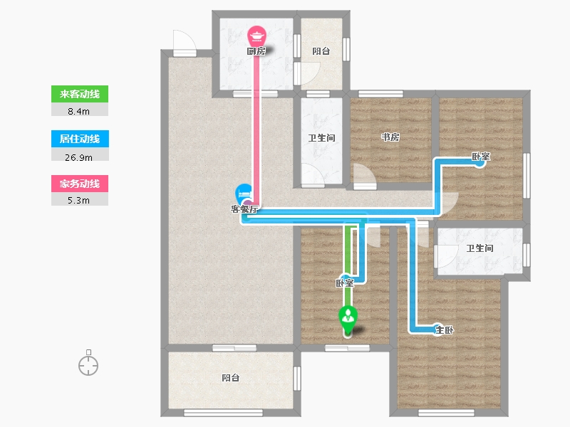 广西壮族自治区-贺州市-贺江幸福里-120.00-户型库-动静线