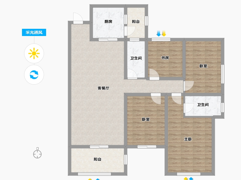 广西壮族自治区-贺州市-贺江幸福里-120.00-户型库-采光通风