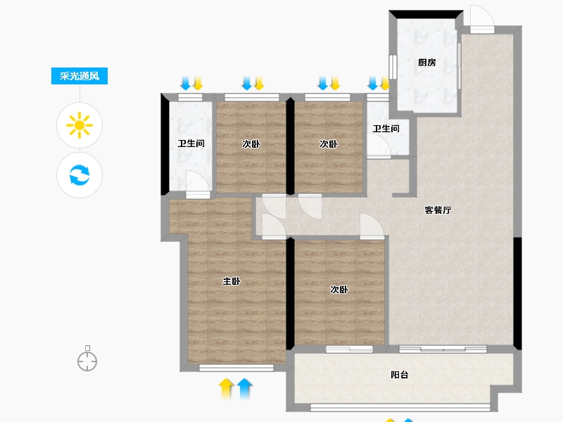 福建省-泉州市-美的云玺台-97.38-户型库-采光通风