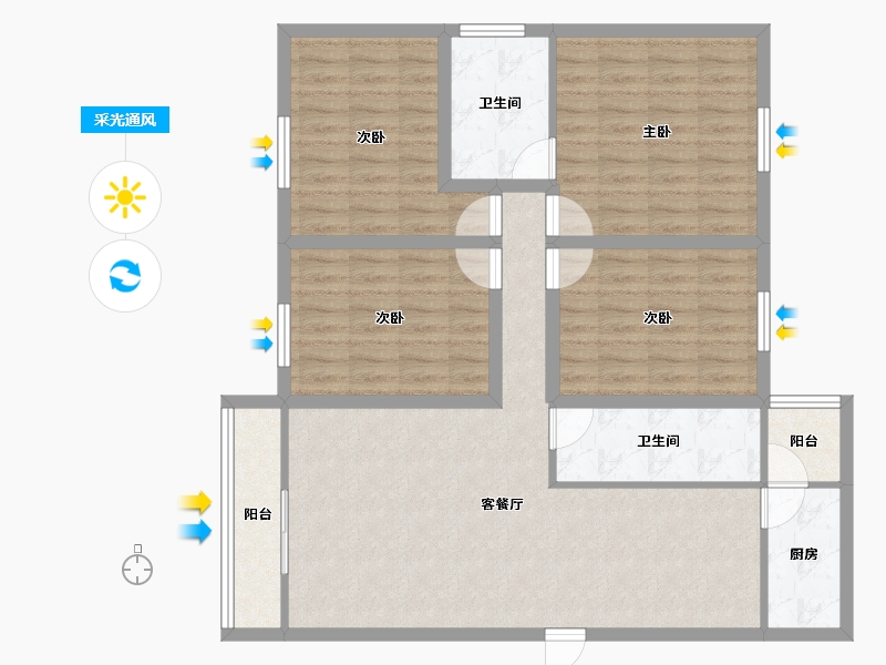 广东省-深圳市-新龙岗花园-107.75-户型库-采光通风