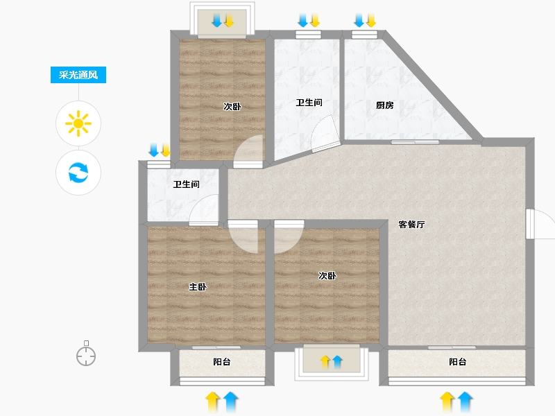 广东省-深圳市-浪琴屿花园-88.00-户型库-采光通风