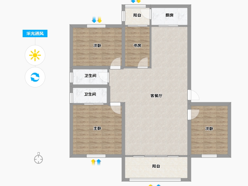 广东省-深圳市-金景豪苑-107.20-户型库-采光通风