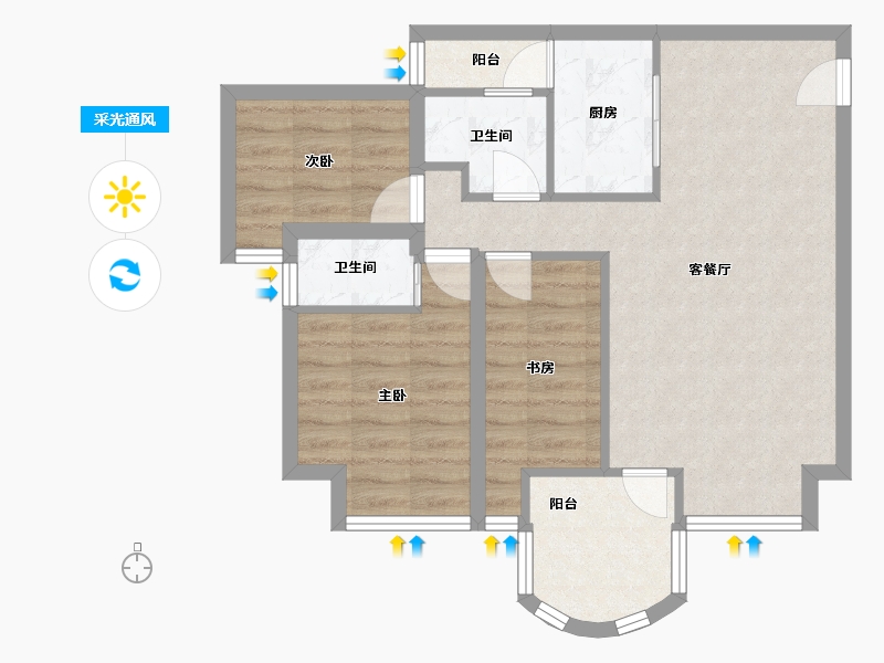 广东省-深圳市-星海名城（二期）-68.58-户型库-采光通风