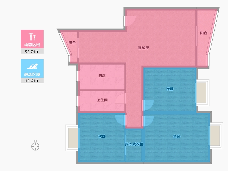 广东省-深圳市-丰泽湖山庄-96.00-户型库-动静分区