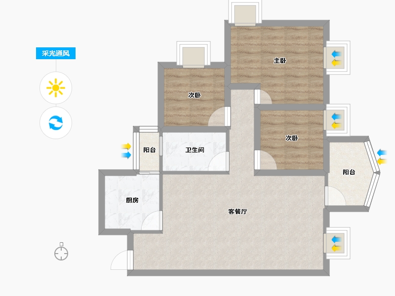 广东省-深圳市-海岸明珠-68.68-户型库-采光通风