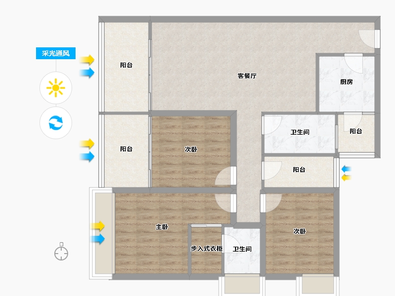 广东省-深圳市-兴华路2号(星航华府)-105.71-户型库-采光通风