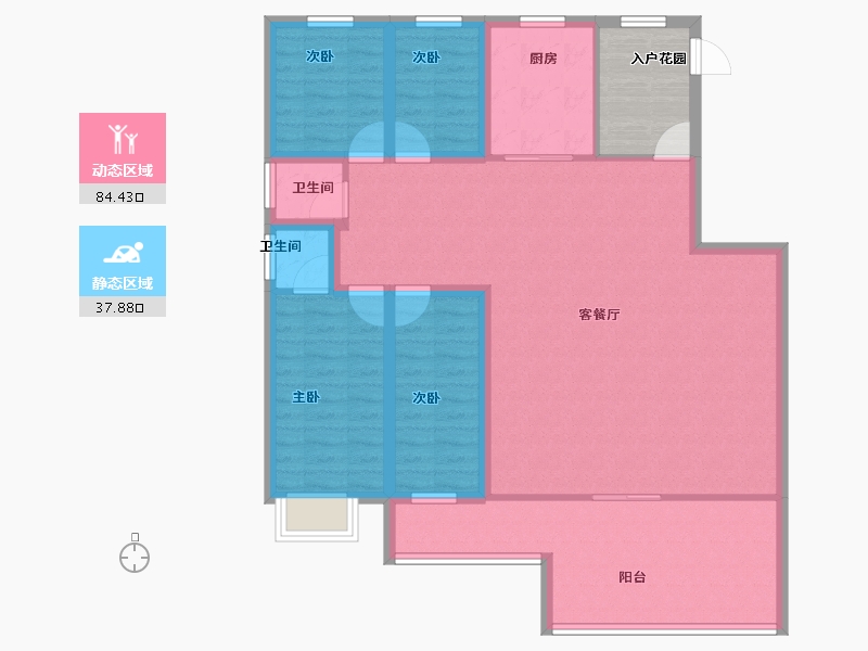 黑龙江省-鹤岗市-半山海景兰溪谷(二期)-116.15-户型库-动静分区