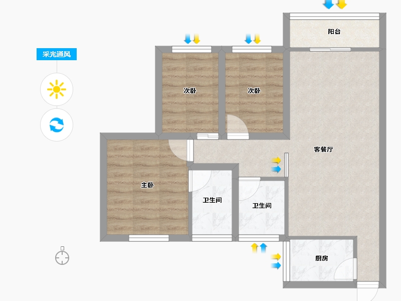 广东省-深圳市-宝新花园-64.46-户型库-采光通风