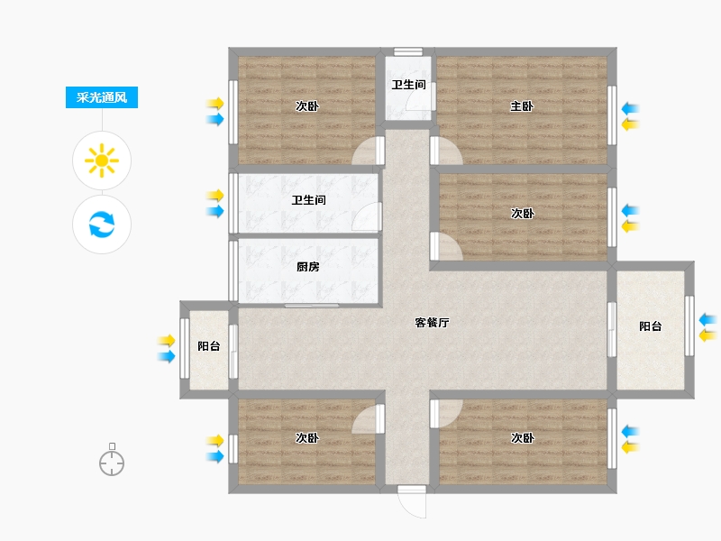 广东省-深圳市-万科翰邻城-121.83-户型库-采光通风