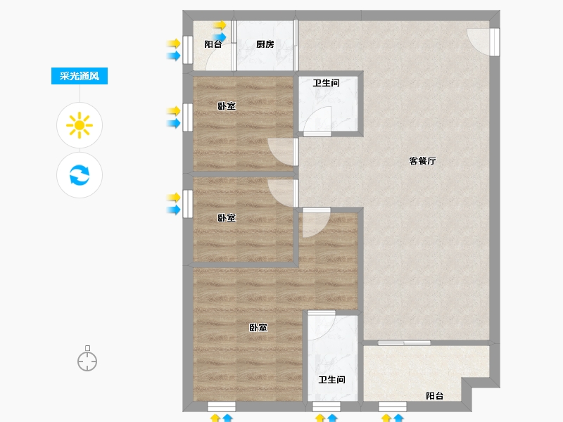 广东省-深圳市-流塘阳光-64.00-户型库-采光通风