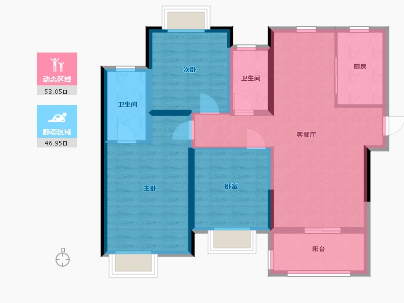 湖北省-鄂州市-中建葛店之星-89.00-户型库-动静分区