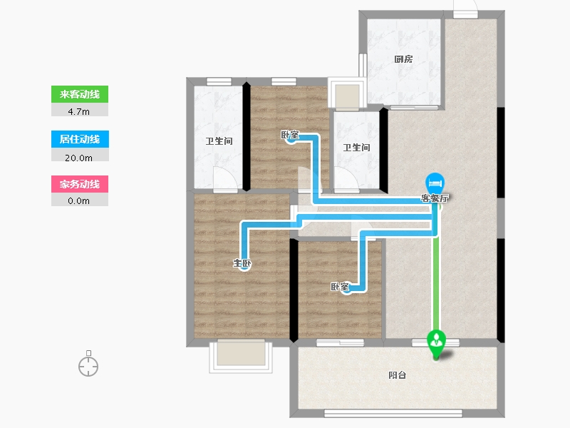 湖北省-黄石市-碧桂园城市花园-83.20-户型库-动静线