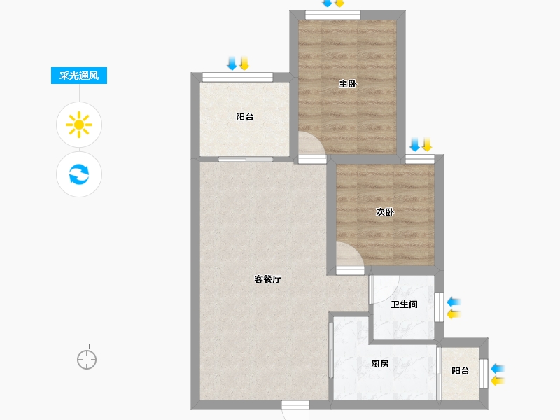 广东省-深圳市-龙华新华苑二期-57.19-户型库-采光通风