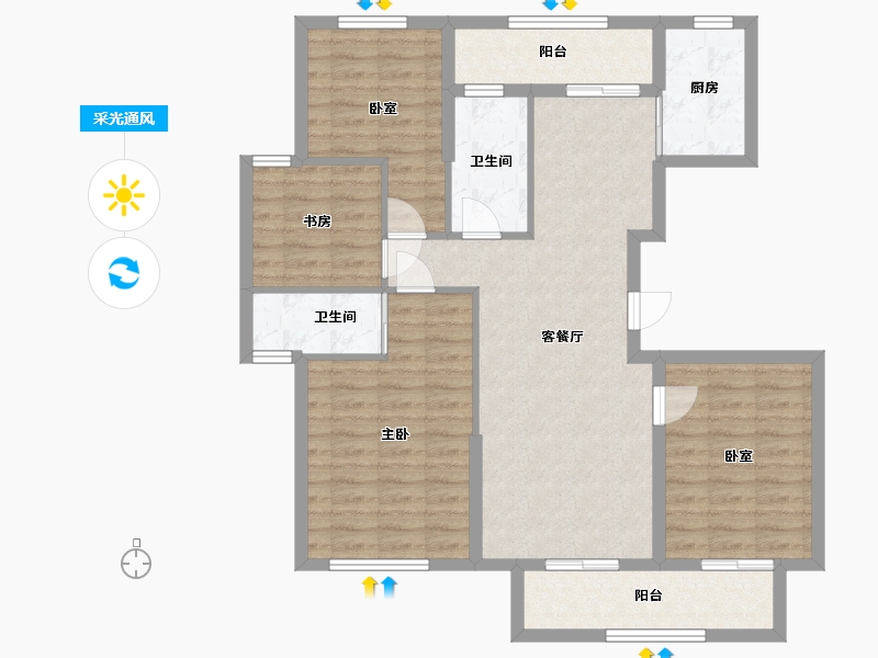 浙江省-湖州市-水木花都丹桂苑-99.55-户型库-采光通风