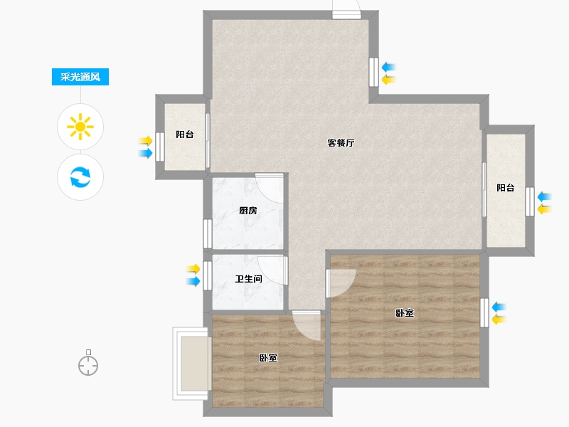 广东省-深圳市-名居绿海名居-72.50-户型库-采光通风