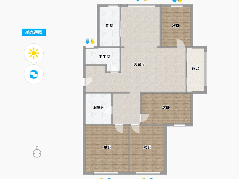 浙江省-舟山市-绿城香枫园-165.00-户型库-采光通风