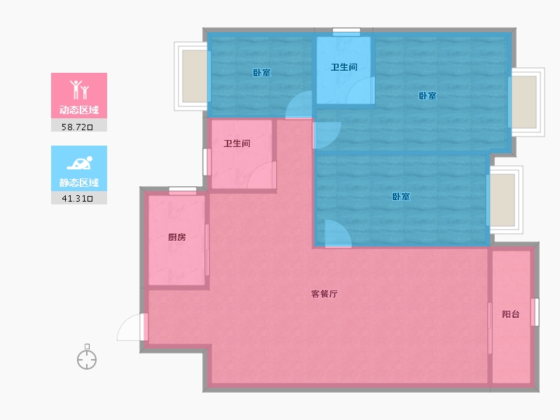 广东省-深圳市-中南花园-91.66-户型库-动静分区