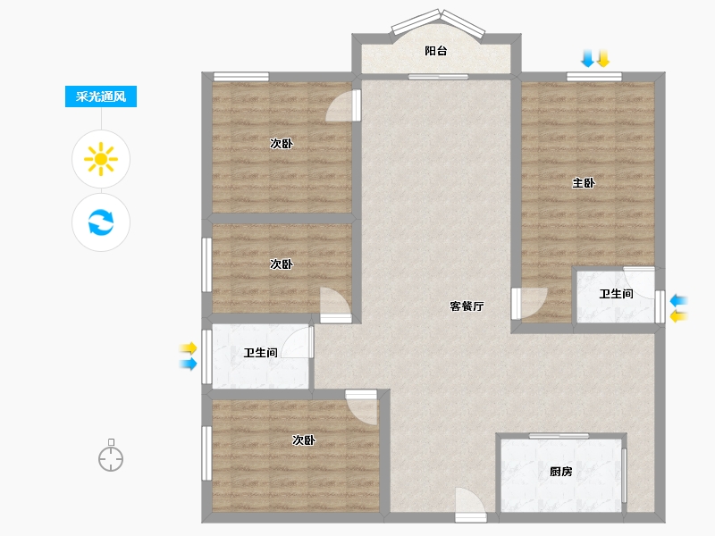 广东省-深圳市-雅庭名苑-116.83-户型库-采光通风