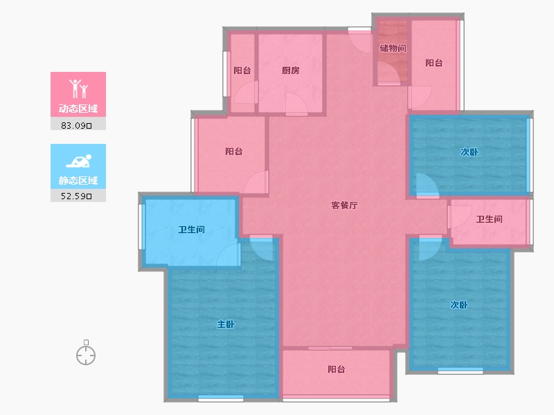 广东省-深圳市-宏发世纪城二期-121.75-户型库-动静分区