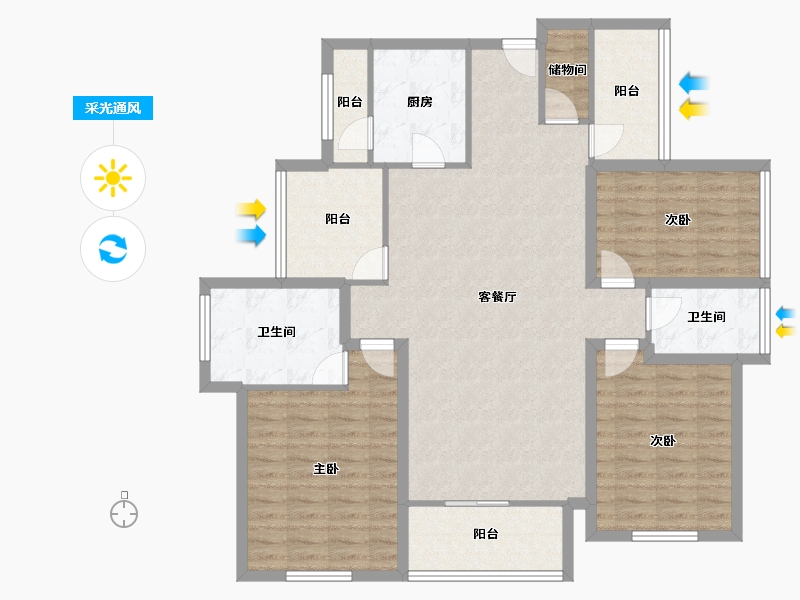 广东省-深圳市-宏发世纪城二期-121.75-户型库-采光通风