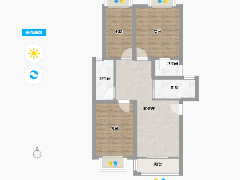 广东省-深圳市-东方半岛花园-61.41-户型库-采光通风