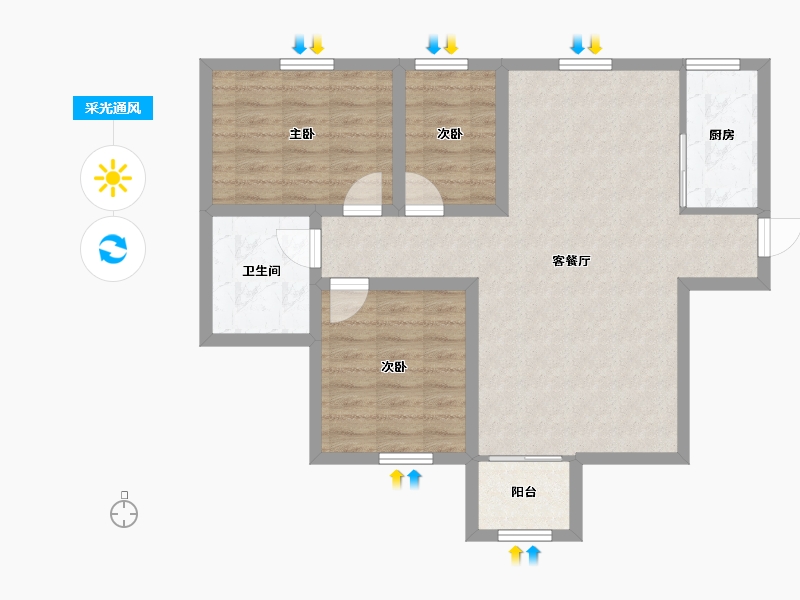 广东省-深圳市-桃源居14区（桃源居）-74.84-户型库-采光通风