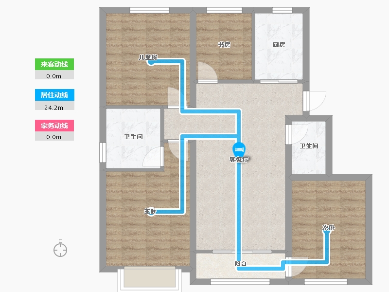 内蒙古自治区-鄂尔多斯市-维邦紫瑞府-105.60-户型库-动静线