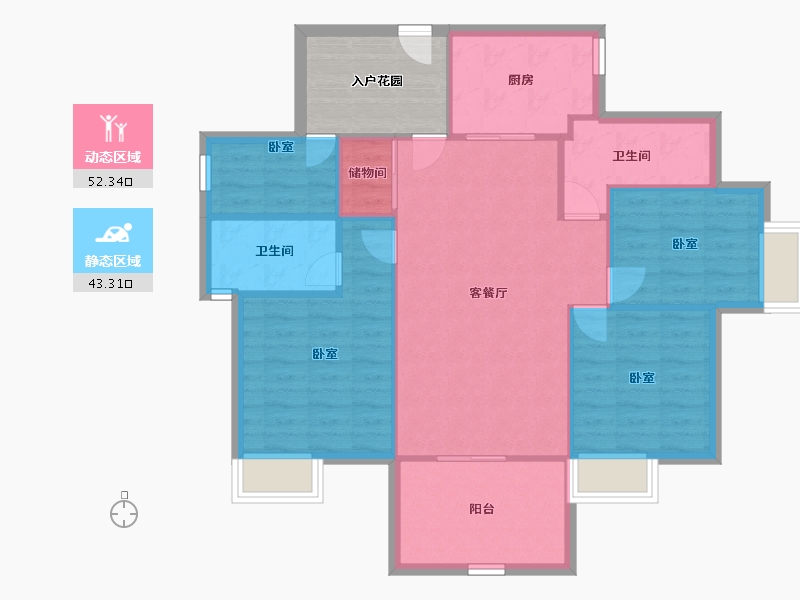 广东省-深圳市-碧海富通城一期-93.82-户型库-动静分区