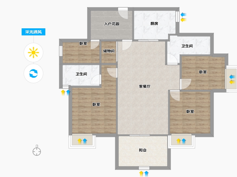 广东省-深圳市-碧海富通城一期-93.82-户型库-采光通风