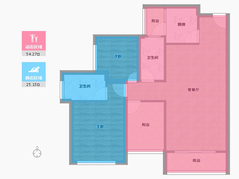 广东省-深圳市-宏发世纪城二期-70.82-户型库-动静分区