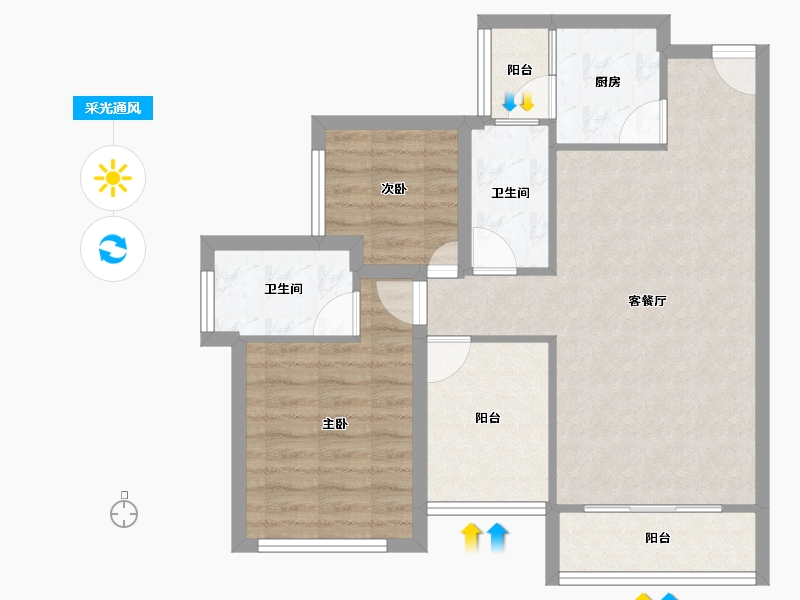 广东省-深圳市-宏发世纪城二期-70.82-户型库-采光通风