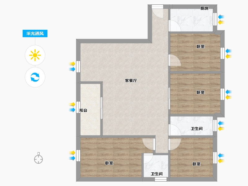 广东省-深圳市-玉湖湾-72.00-户型库-采光通风