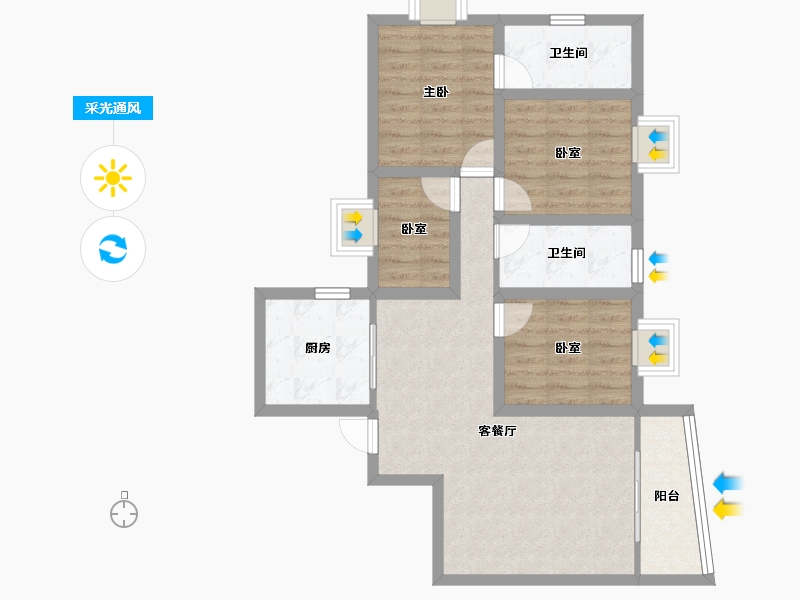 广东省-深圳市-雅然居花园-76.68-户型库-采光通风