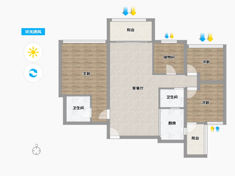 广东省-深圳市-流塘阳光-93.08-户型库-采光通风