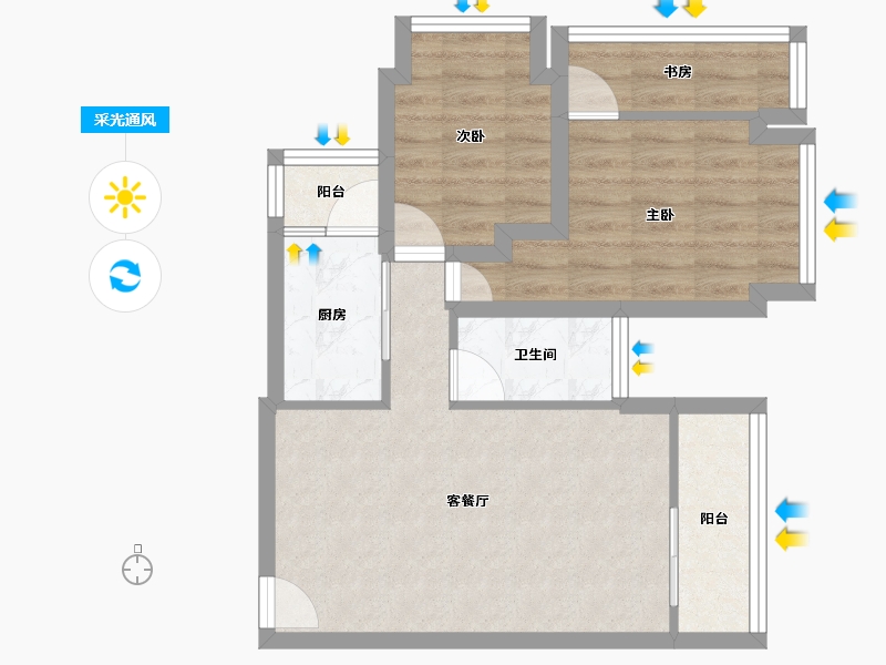 广东省-深圳市-君逸世家花园-56.83-户型库-采光通风