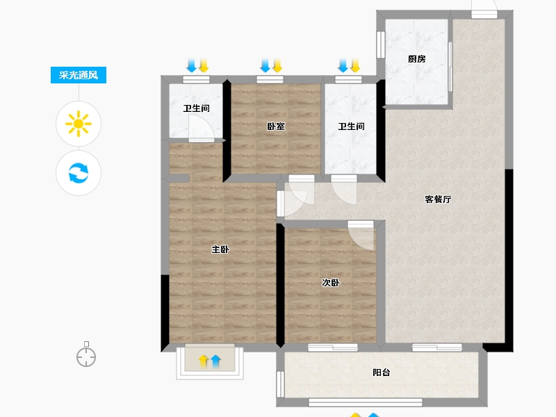 河南省-南阳市-建控江山汇-88.74-户型库-采光通风