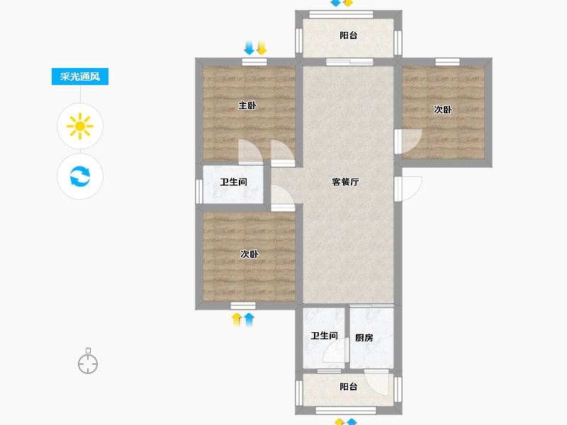 广东省-深圳市-双龙花园-63.53-户型库-采光通风