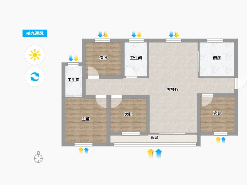 广东省-深圳市-和成世纪名园-77.37-户型库-采光通风