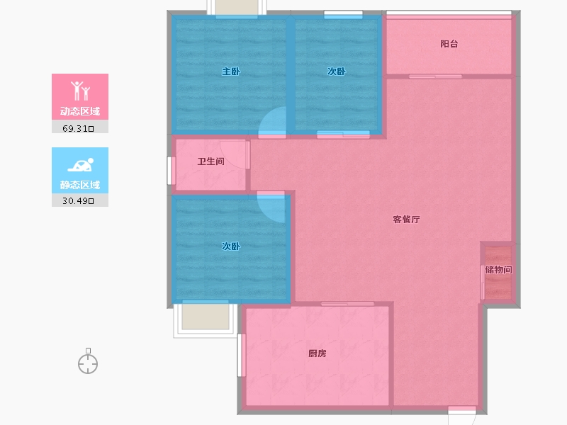 广东省-深圳市-中南花园-90.06-户型库-动静分区